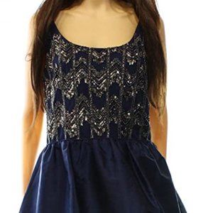 Adrianna Papell Women's Bead Embellished Sheath Dress Blue 6